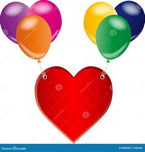 Red Love Heart and Balloons Stock Vector - Illustration of graphical, isolated: 8068350