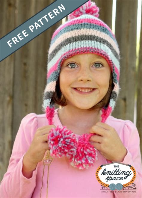 Knitted Striped Ear Flap Hat [FREE Knitting Pattern]