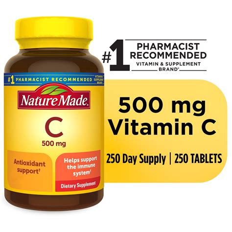 Nature Made Vitamin C 500 mg Tablets, Dietary Supplement for Immune Support, 250 Count - Walmart.com