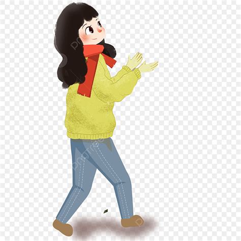 Cartoon Cute Girl Walking Alone, Cute Girl Clipart, Cartoon, Cute PNG ...