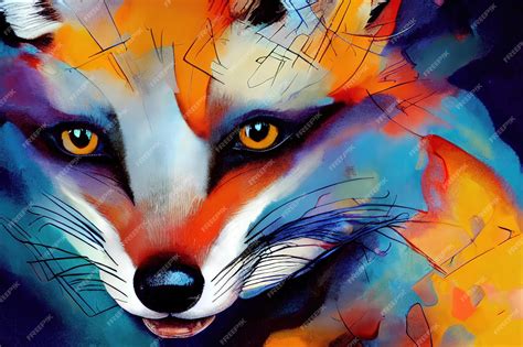 Premium Photo | Red fox face color illustration