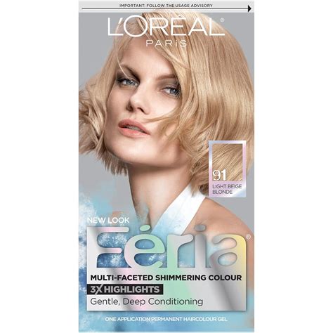 L'Oreal Paris Feria Hair Color, 91 Light Beige Blonde, 1 Count, 150 g ...