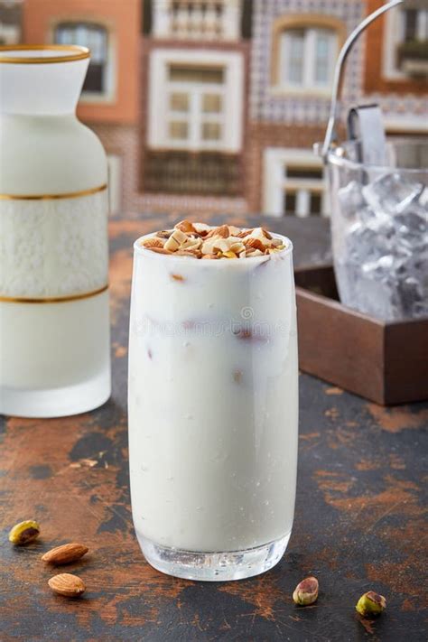 Rich Dry Fruit Lassi Served in Glass Isolated on Table Top View of Punjabi Culture Stock Image ...