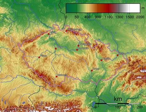 Large detailed physical map of Czech Repuic. Czech Republic large detailed physical map ...