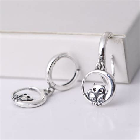 Womens Sterling Silver Owl Earrings - VVV Jewelry