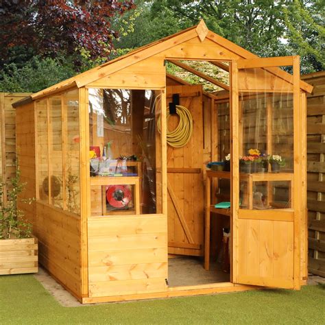 Wooden Greenhouse Storage Shed 10x6 Outdoor Garden Building Potting ...