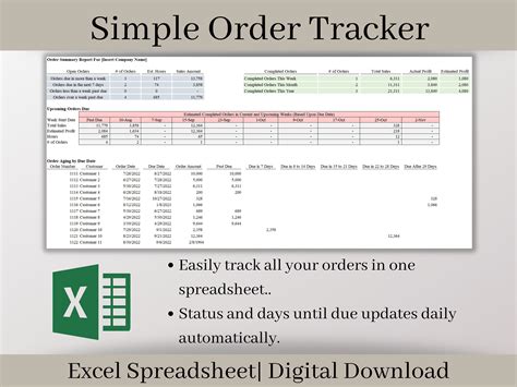 Small Business Order Tracker Spreadsheet, Excel Template, Easily Track ...