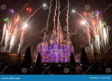 Light and Fireworks Show in Shanghai Disneyland Editorial Photography ...