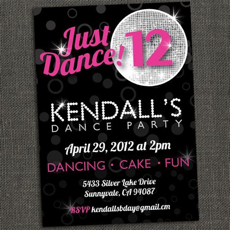 Dance Party Invitation Printable or by michelepurnerdesigns