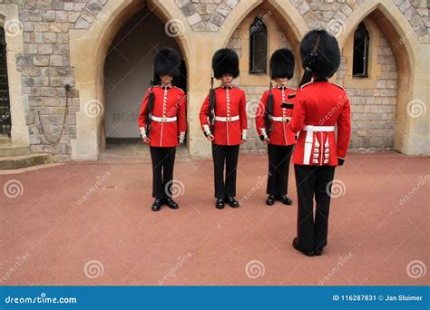 Windsor Castle Guards in Action in Windsor Castle in England. Editorial Photo - Image of ...