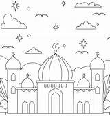 Premium Vector  Mosque Building coloring Page For Kids Ramadan sketch template