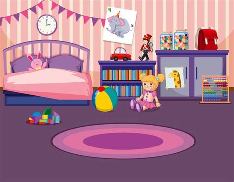 Young girls bedroom interior 299166 Vector Art at Vecteezy