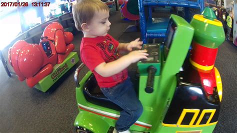 Chuck E Cheese Train Ride with Micah 2 years old appleton - YouTube