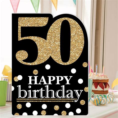 Adult 50th Birthday Gold Happy Birthday Big Greeting Card - Etsy