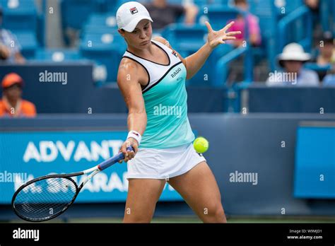 Mason, Ohio, USA. 14th Aug, 2019. ASHLEIGH BARTY (AUS) defeats M ...