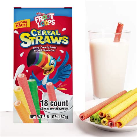 2022 Kellogg's Cereal Straws Froot Loops Edible Breakfast Straw Alternatives for Milk, 90's ...