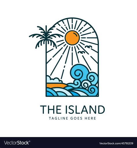 Tropical island logo Royalty Free Vector Image