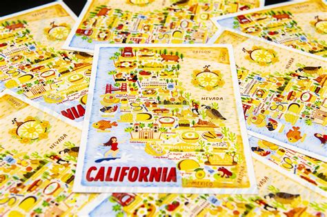 California Map Postcard Colourful fun postcard