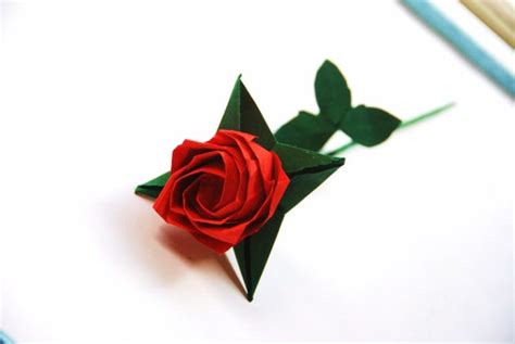 NEW ORIGAMI FLOWER ROSE WITH STEM - Origami