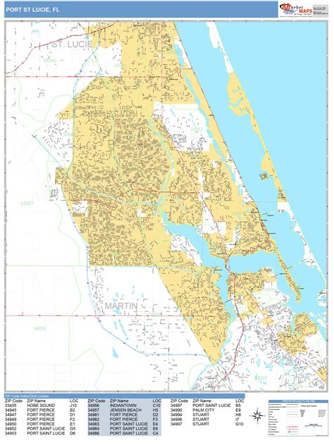 Port St. Lucie Florida Wall Map (Basic Style) by MarketMAPS