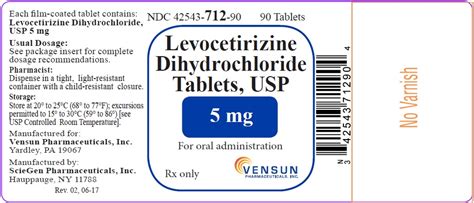 Levocetirizine Dihydrochloride Information, Side Effects, Warnings and ...