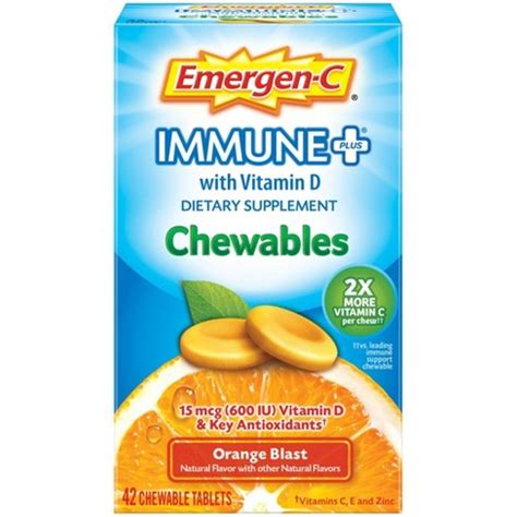 Emergen-c Immune+ Dietary Supplement Chewable Tablets With Vitamin D ...