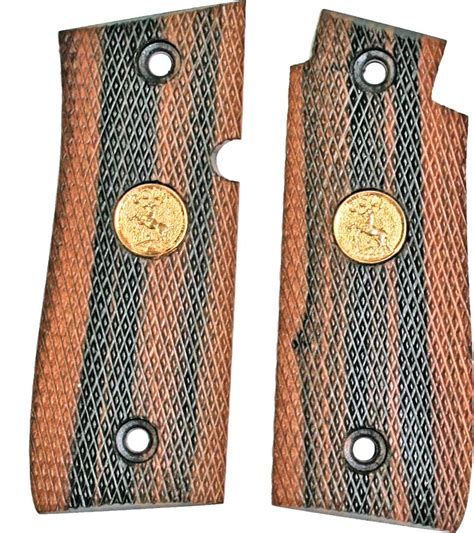 Colt .380 Government Model Auto Tigerwood Checkered Grips