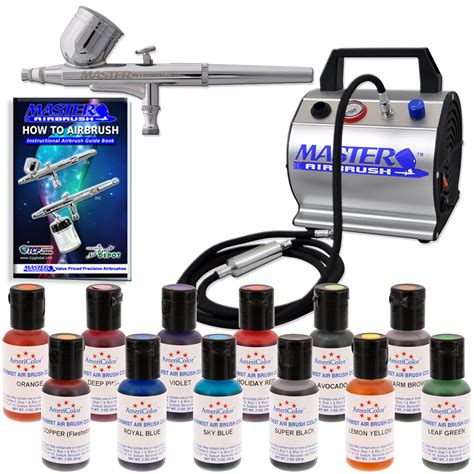 AIRBRUSH CAKE DECORATING KIT 12 Color Food Coloring Set-Compressor ...