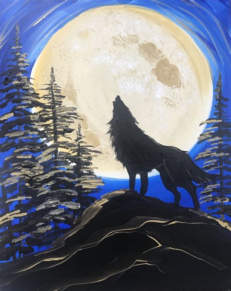 Wolf Howling At The Moon Painting at PaintingValley.com | Explore collection of Wolf Howling At ...