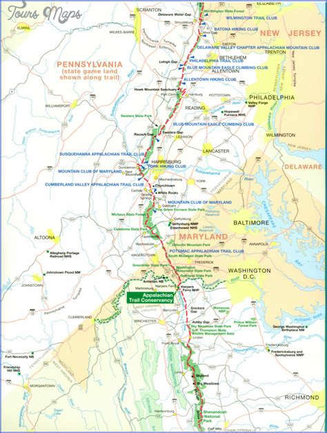 APPALACHIAN TRAIL MAP VIRGINIA - ToursMaps.com