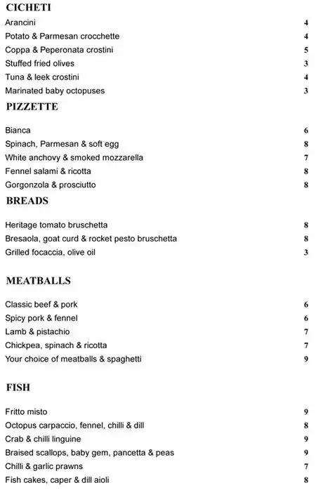 Menu at Polpo Soho pub & bar, London, 41 Beak St