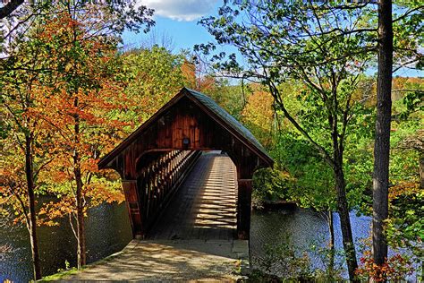 The Henniker Covered Bridge Henniker NH New Hampshire in Autumn Shadows ...