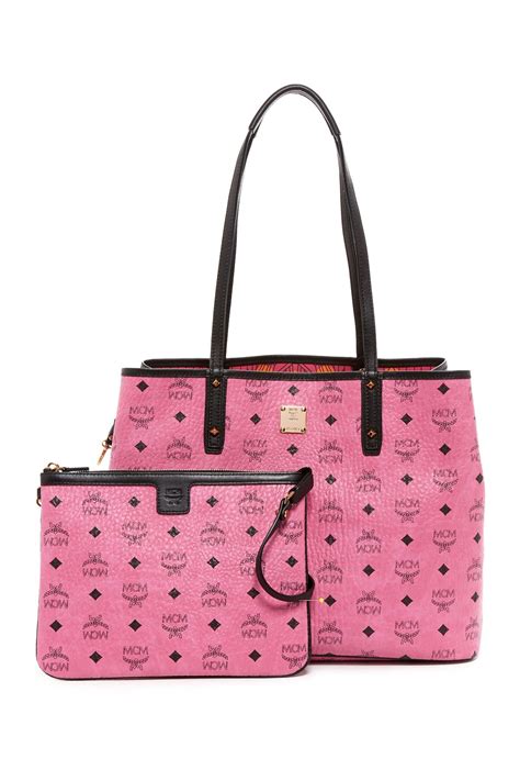 MCM Leather Medium Reversible Tote & Small Purse Set in Pink - Lyst