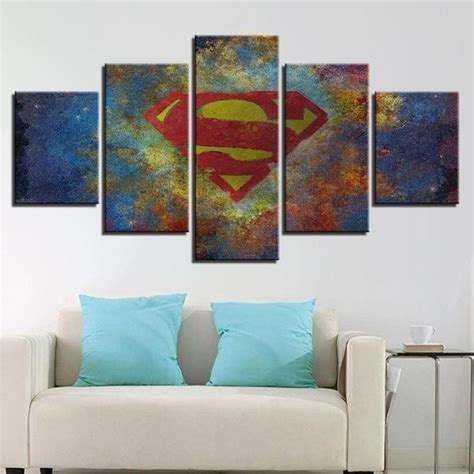 Superman Logo – Dc 5 Panel Canvas Art Wall Decor – Canvas Storm