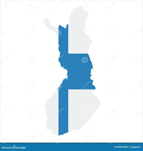 Finland High Resolution Map With National Flag. Stock Vector ...