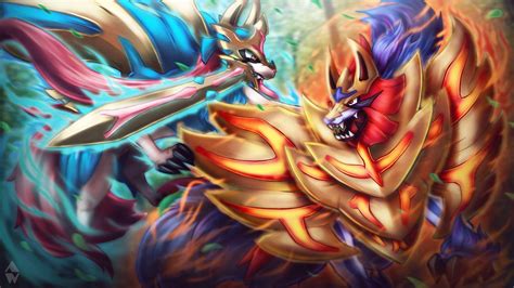 Download Zacian And Zamazenta Fighting Wallpaper | Wallpapers.com