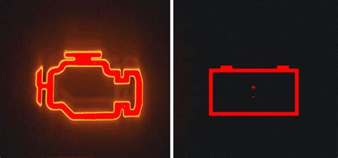 What causes the check engine light and battery light to come on?