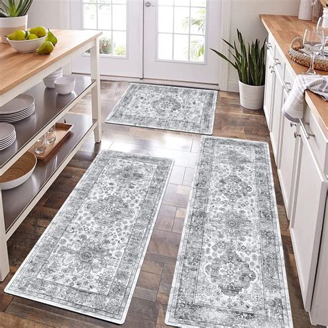 Amazon.com: Pauwer Boho Kitchen Rugs Sets of 3 Non Slip Rubber Kitchen Mats for Floor Waterproof ...