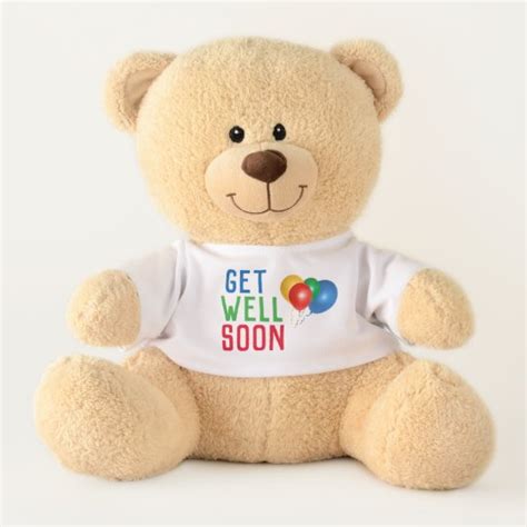 Get Well Soon Cheerful Colorful Balloons Teddy Bear | Zazzle.com