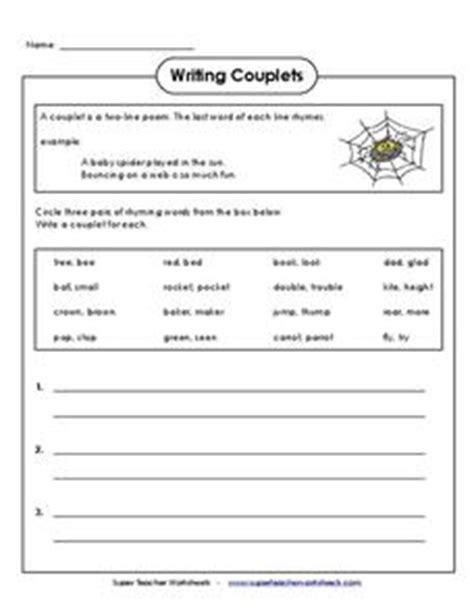 Writing Couplets 3rd - 6th Grade Worksheet | Lesson Planet