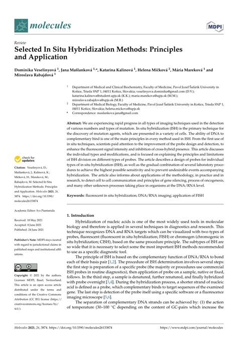 (PDF) Selected In Situ Hybridization Methods: Principles and Application