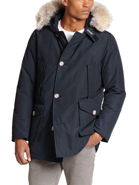 Woolrich Fur-trimmed Arctic Parka in Blue for Men | Lyst