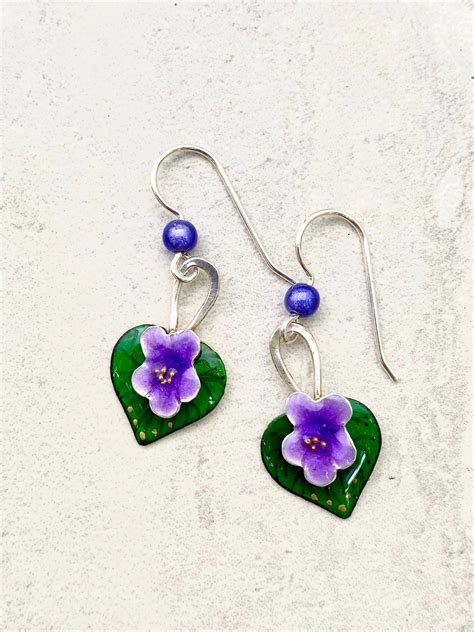 Handcrafted purple violet earrings