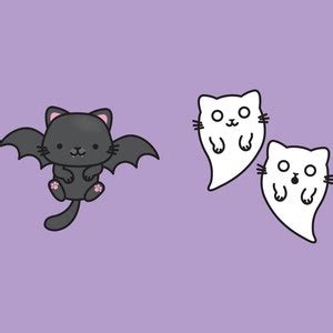 Premium Vector Clipart Kawaii Halloween Cats Cute Halloween Cats Clipart Set High Quality ...