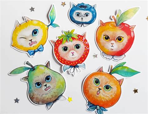 Cat Fruit Decals - Etsy