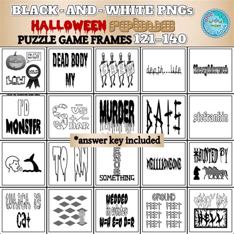 Black-&-White HALLOWEEN Rebus Frames 121-140 PNGs - Made By Teachers ...