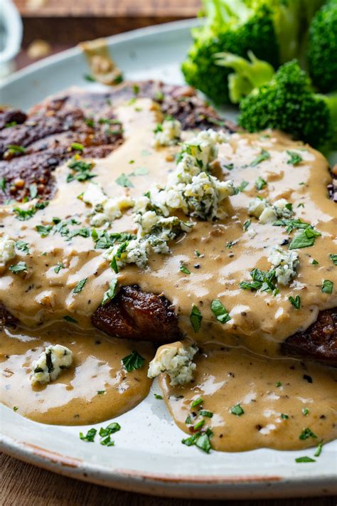 Pan Seared Steak in Blue Cheese Sauce - Closet Cooking