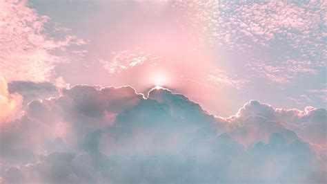 Wallpaper Clouds, Porous, Rainbow, Sky, Shine, Rays - Pastel Clouds Wallpaper Laptop - 1366x768 ...