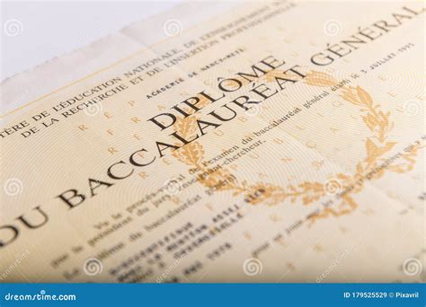 Baccalaureate Certificate in France Stock Image - Image of student ...