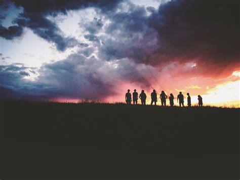 Free Photo: Silhouette Group of People Looking at Beautiful Sunset Sky